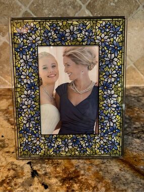 Tiffany Style Stained Glass Floral Mosaic Picture Frame